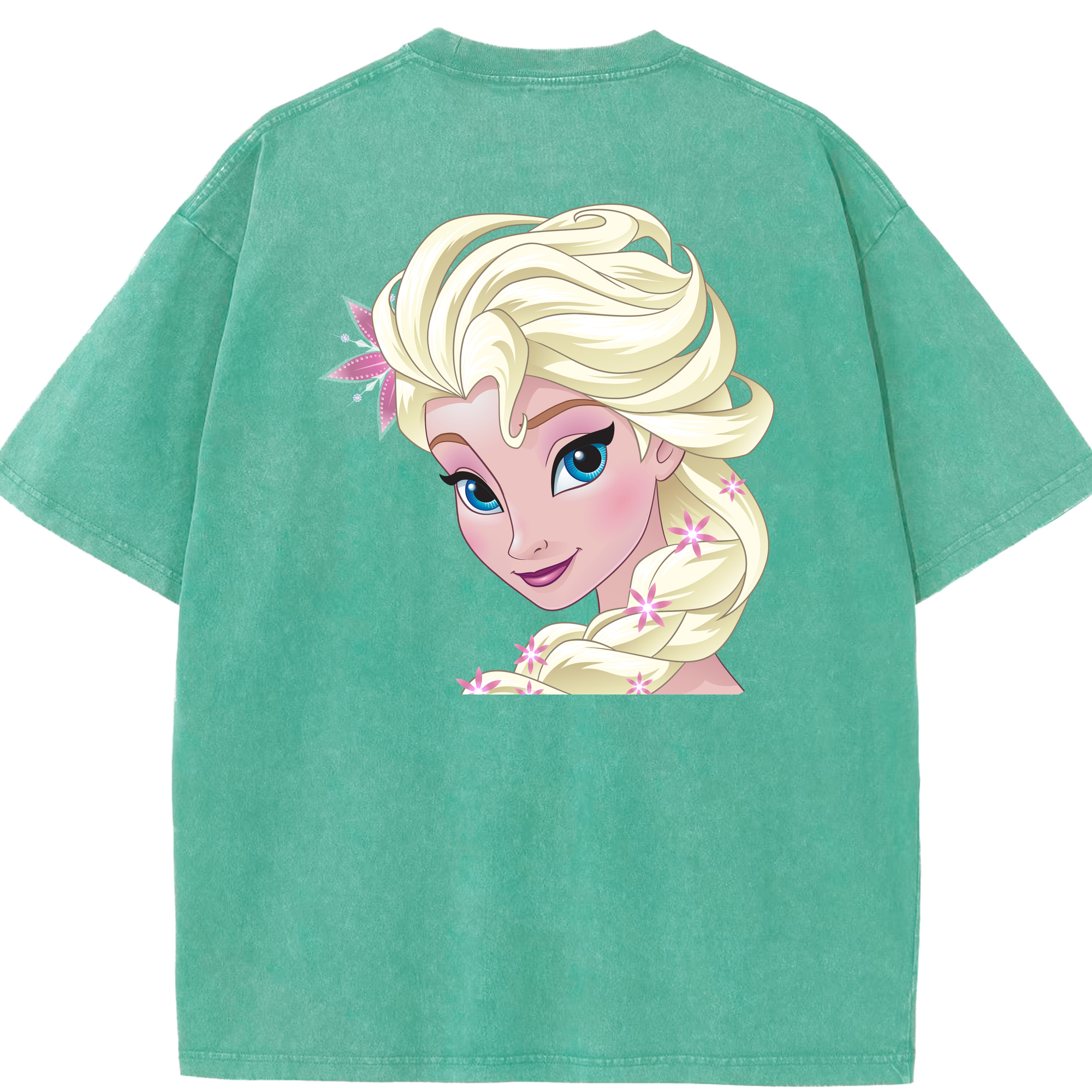 （画像用） アナと雪の女王 アンナ エルサ Frozen Anna Elsa 綿100% ヴィンテージ風 半袖Tシャツ（背面プリント）
